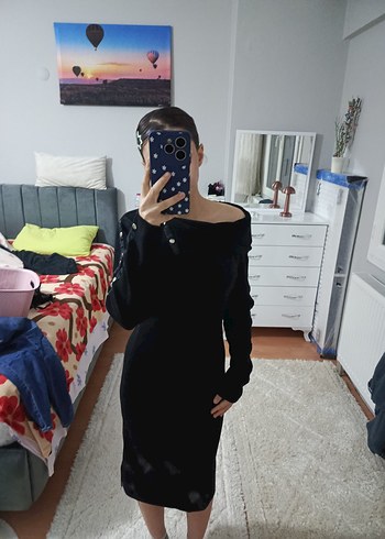 Uzun Kollu Siyah Straplez Uzun Elbise - Görsel 3