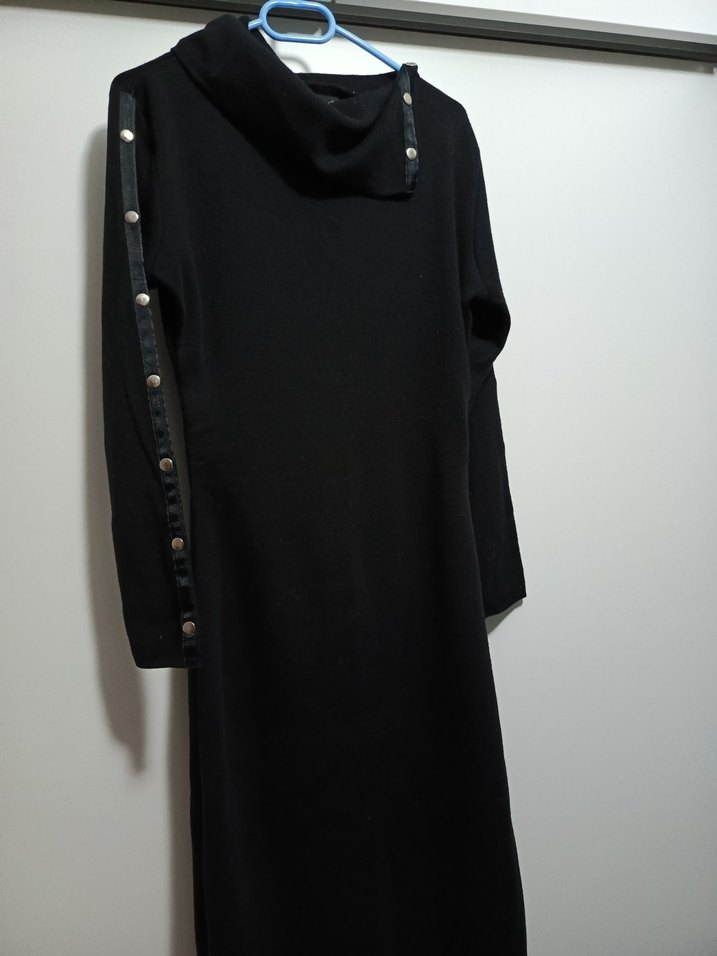 Uzun Kollu Siyah Straplez Uzun Elbise - Görsel 4