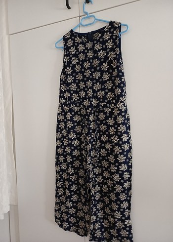 Mavi Çiçek Desenli Kadın Tulum - Görsel 2