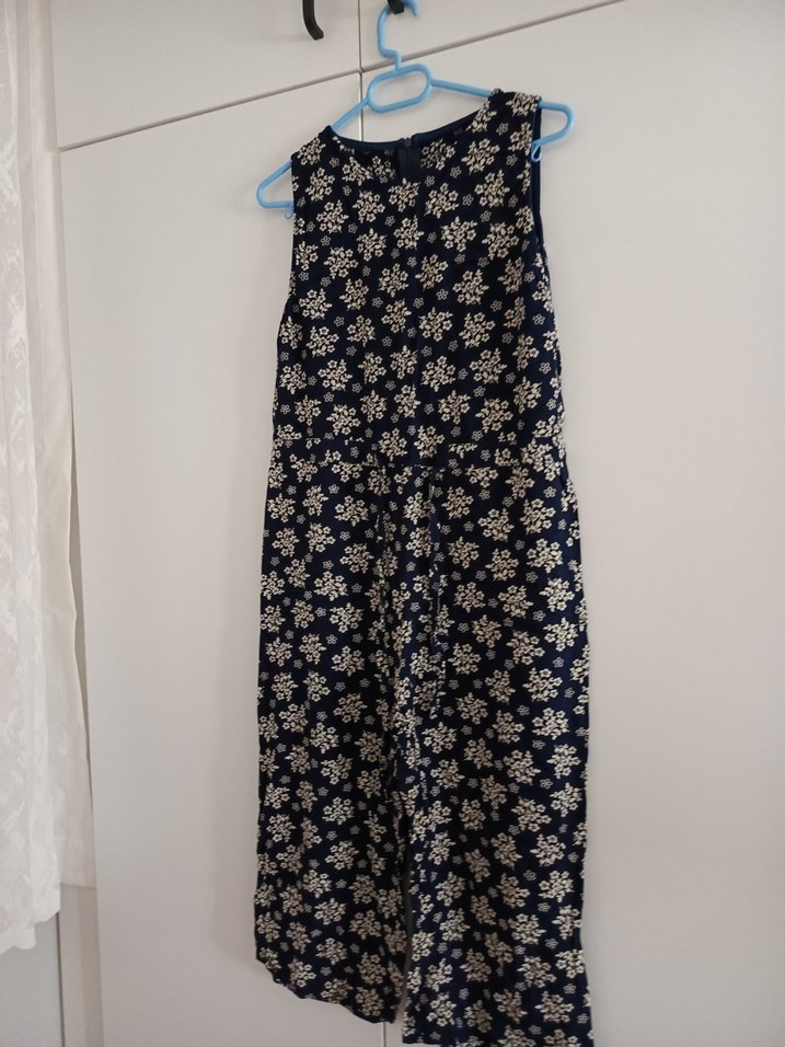 Mavi Çiçek Desenli Kadın Tulum - Görsel 2