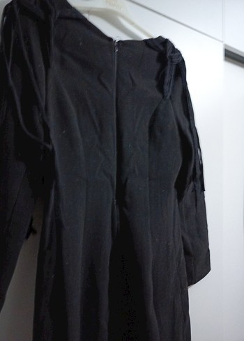 Uzun Kollu Siyah midi elbise - Görsel 6