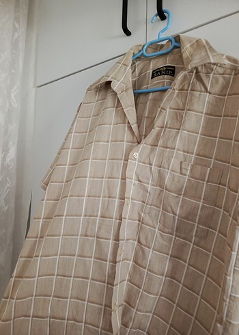 Bej Kısa Kollu Erkek  Gömlek - Görsel 4