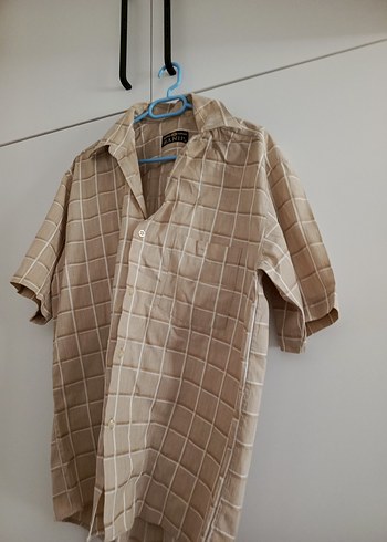 Bej Kısa Kollu Erkek  Gömlek - Görsel 2