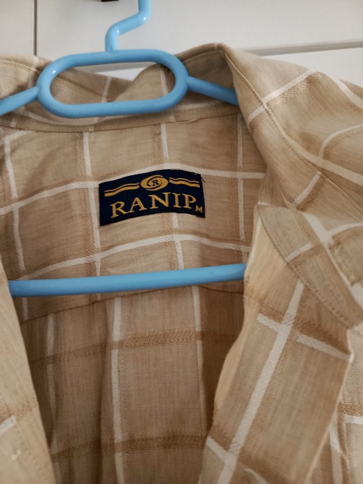 Bej Kısa Kollu Erkek  Gömlek - Görsel 5