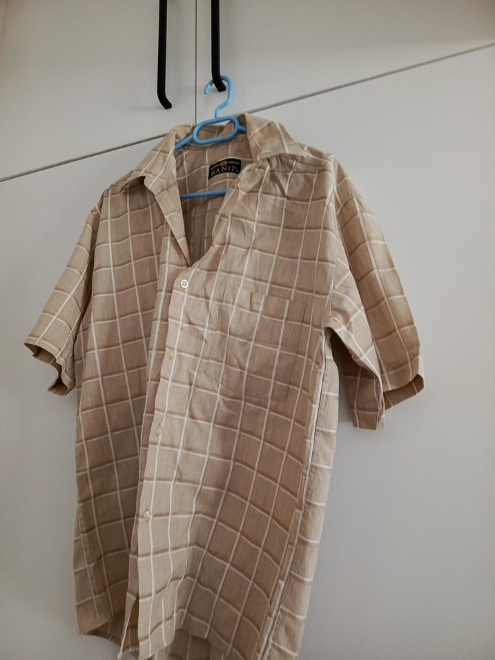 Bej Kısa Kollu Erkek  Gömlek - Görsel 2