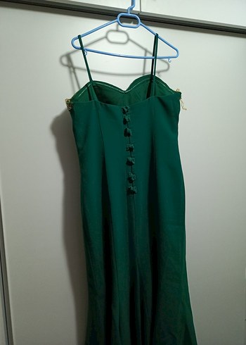 Yeşil Parlak Straplez Abiye Elbise - Görsel 6