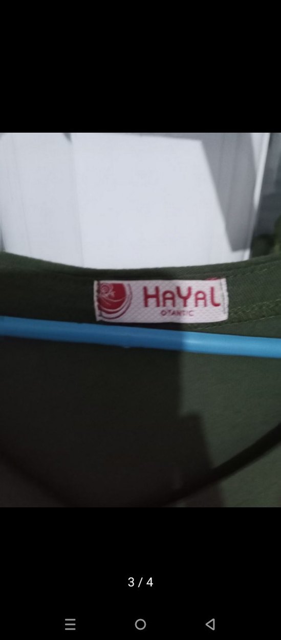 Haki V Yakalı Keten  Elbise - Görsel 3