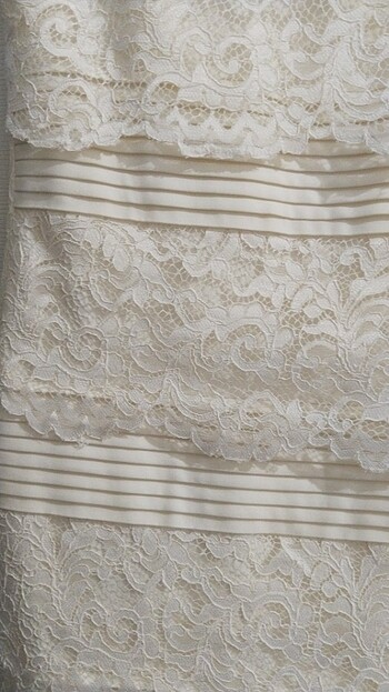 Dantelli midi boy abiye elbise  kırık beyaz krem rengi tonu - Görsel 5