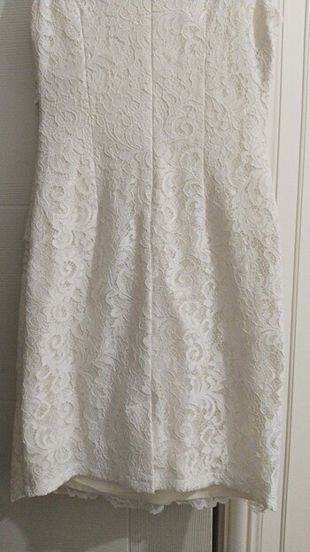 Dantelli midi boy abiye elbise  kırık beyaz krem rengi tonu - Görsel 11