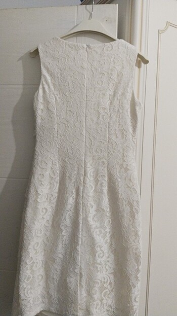 Dantelli midi boy abiye elbise  kırık beyaz krem rengi tonu - Görsel 12