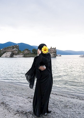 Uzun Siyah Abiye Elbise/ şal hediye - Görsel 2