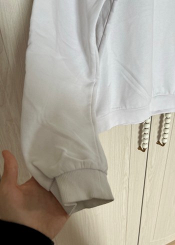 xs Beden Beyaz Basic Kadın Sweatshirt