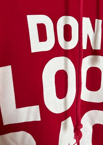 s Beden Rahat Kesim Kırmızı Kapüşonlu Sweatshirt