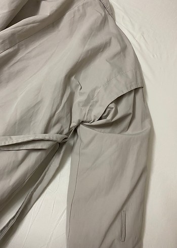 Uzun Keten Trençkot Düğmeli Yakalı - Görsel 4