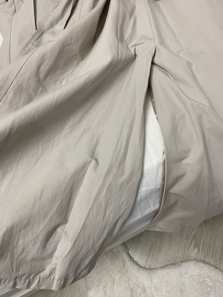 Uzun Keten Trençkot Düğmeli Yakalı - Görsel 5