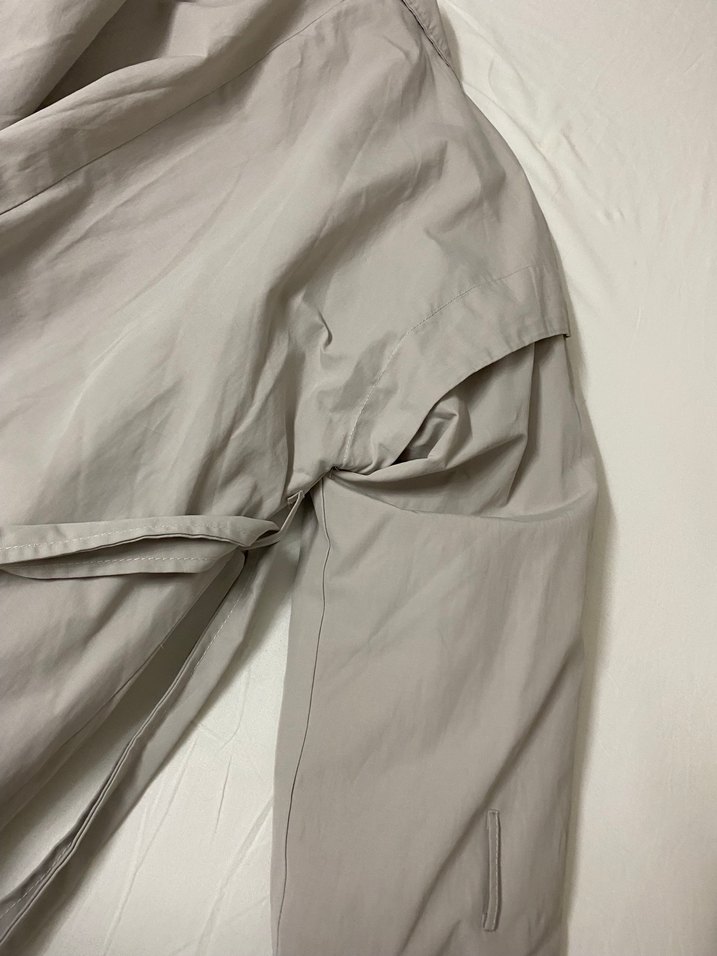 Uzun Keten Trençkot Düğmeli Yakalı - Görsel 4