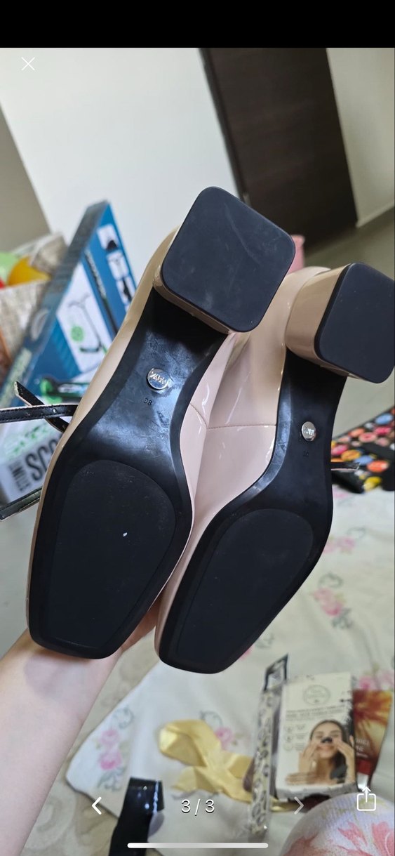 Zara Bej Rugan Stiletto Tokalı Kadın Ayakkabı - Görsel 3