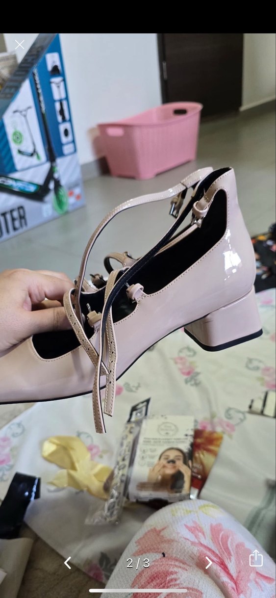 Zara Bej Rugan Stiletto Tokalı Kadın Ayakkabı - Görsel 2