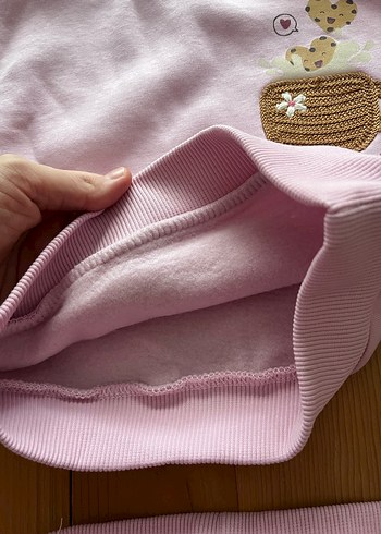 Bebek Kız Pembe Baskılı Uzun Kollu Şardonlu Takım 6-9 ay - Görsel 5