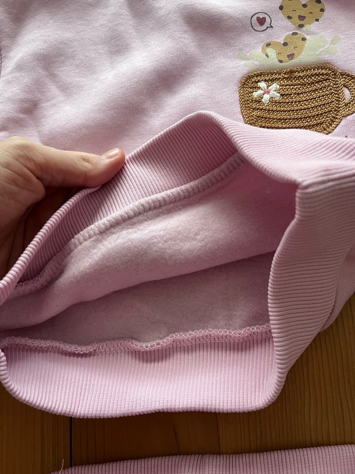 Bebek Kız Pembe Baskılı Uzun Kollu Şardonlu Takım 6-9 ay - Görsel 5