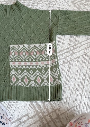 Yeşil Boğazlı Triko Kazak - Görsel 6