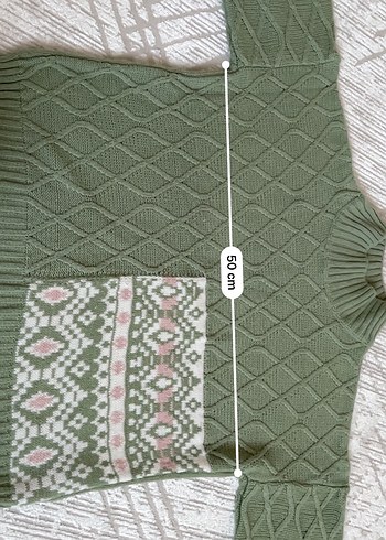 Yeşil Boğazlı Triko Kazak - Görsel 7