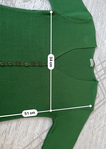 Düğmeli Yeşil V Yaka Kadın Kazak-Hırka - Görsel 5