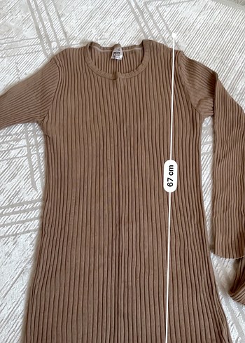 Kahverengi Kadın Fitilli Triko Uzun Kollu Kazak - Görsel 3