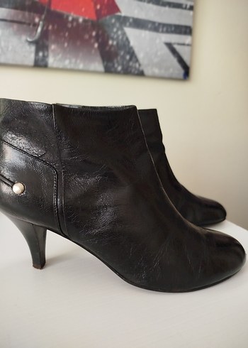 Siyah Deri Stiletto Topuklu Kadın Bot - Görsel 5