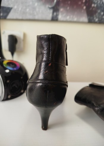 Siyah Deri Stiletto Topuklu Kadın Bot - Görsel 7