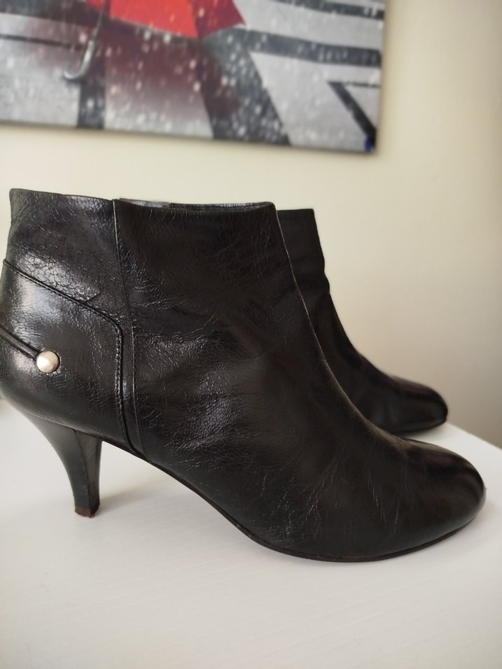 Siyah Deri Stiletto Topuklu Kadın Bot - Görsel 5