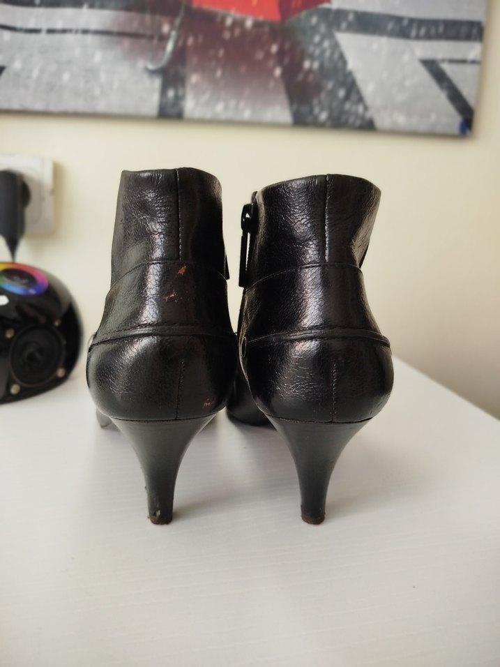 Siyah Deri Stiletto Topuklu Kadın Bot - Görsel 3