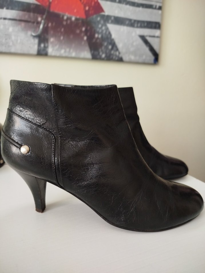 Siyah Deri Stiletto Topuklu Kadın Bot - Görsel 4