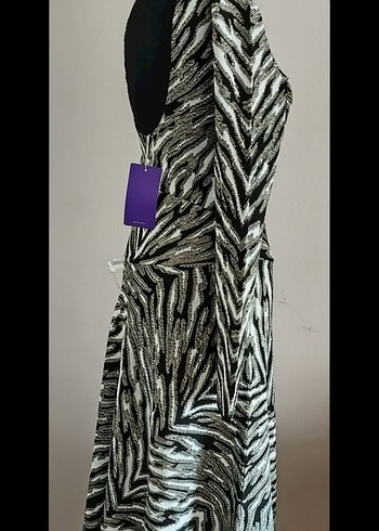 JOINUS marka Gri Zebra Desenli asımetrık elbise