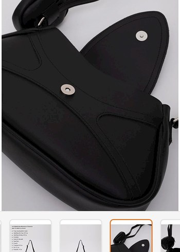 Siyah Deri Kemerli Minimalist Kadın Çanta - Görsel 3