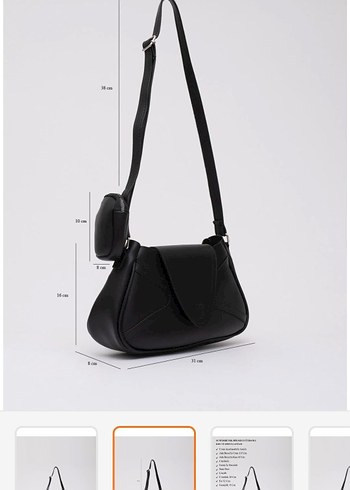 Siyah Deri Kemerli Minimalist Kadın Çanta - Görsel 2