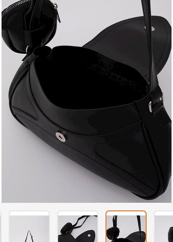 Siyah Deri Kemerli Minimalist Kadın Çanta - Görsel 4