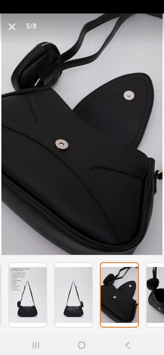 Siyah Deri Kemerli Minimalist Kadın Çanta - Görsel 3