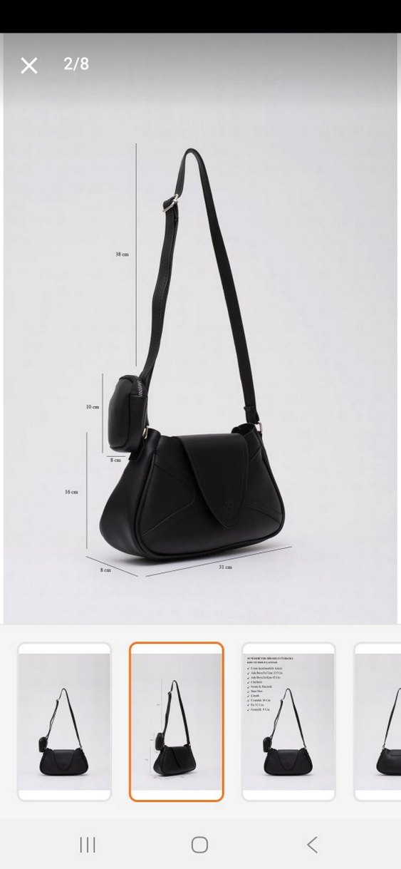 Siyah Deri Kemerli Minimalist Kadın Çanta - Görsel 2