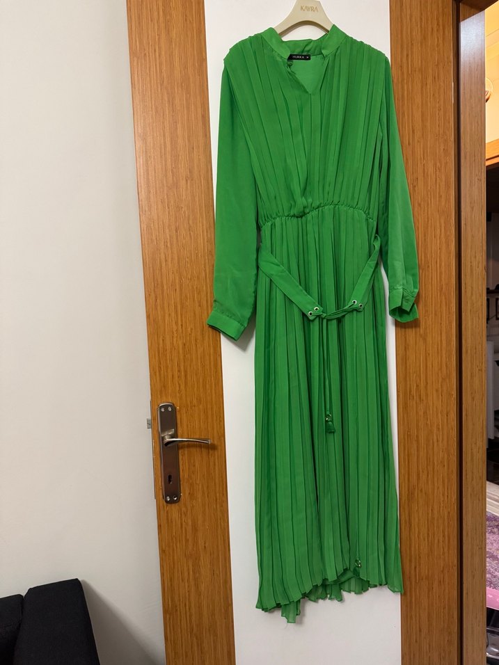 Yeşil Bohem Nakışlı Uzun Elbise - Görsel 2