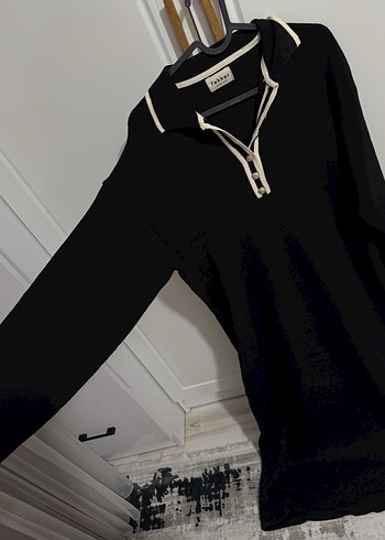 Triko Siyah Uzun Kollu Salaş Uzun Elbise - Görsel 3