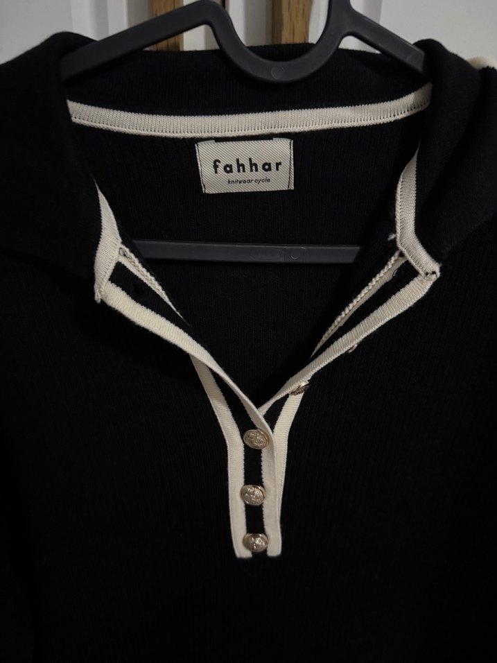 Triko Siyah Uzun Kollu Salaş Uzun Elbise - Görsel 2