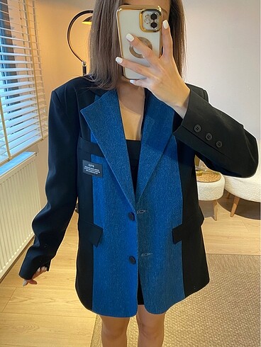 Quzu Oversize Denim Detaylı Tasarım Blazer Ceket ? Sıfır Etiketli