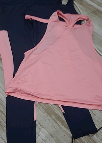 Pembe Yüksek Yakalı Kolsuz Atletli yoga takım