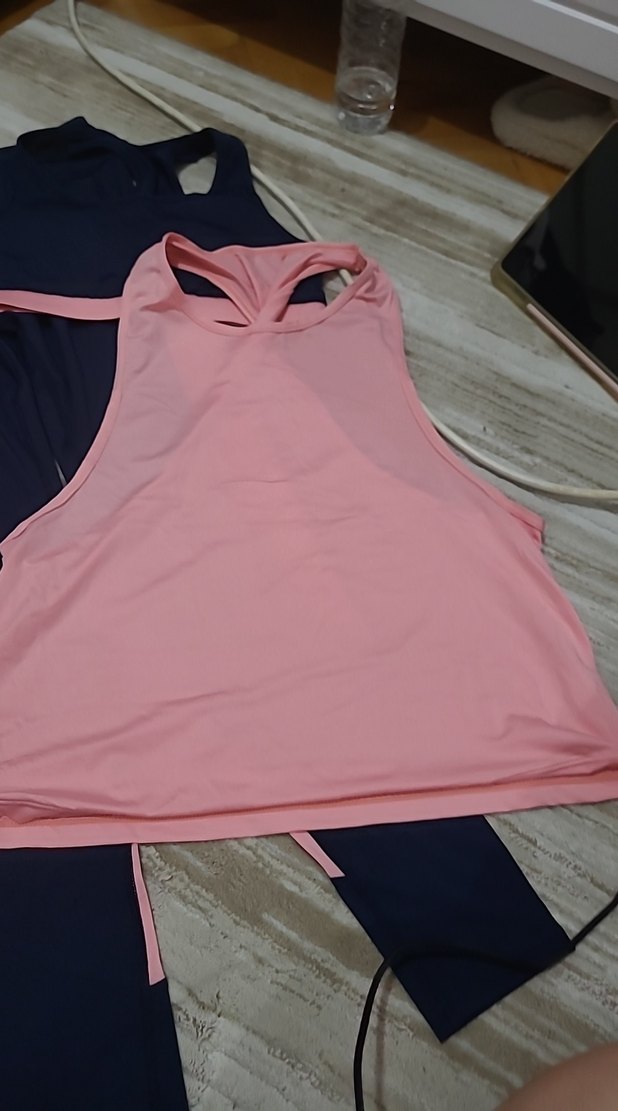 Pembe Yüksek Yakalı Kolsuz Atletli yoga takım - Görsel 2