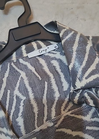 Diğer Erkek Gri Zebra Desenli Uzun Kollu saten takim