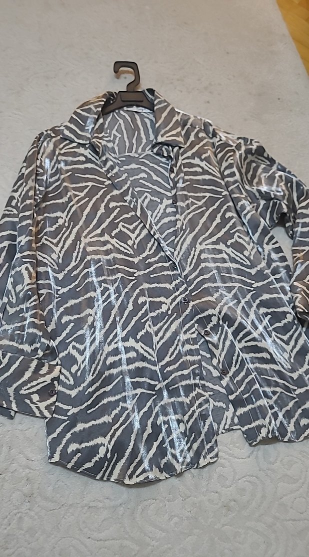 Erkek Gri Zebra Desenli Uzun Kollu saten takim - Görsel 3