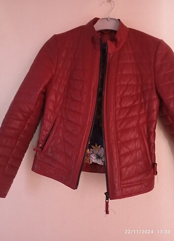 38 Beden bordo Renk Deri mont
