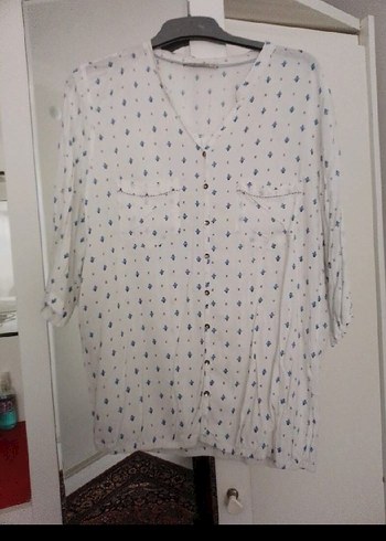 3 XL beden LCW marka Bohem Tarzı Beyaz V Yaka Bayan Gömlek