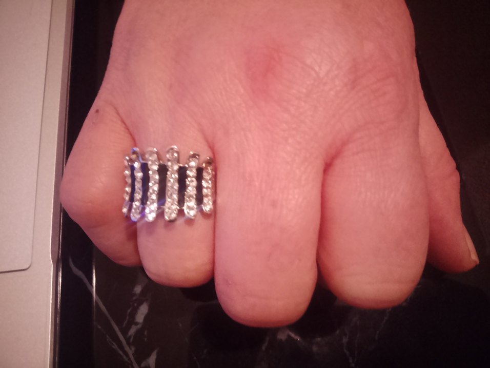 Beyaz Parlak Taşlı Kadın Yüzük.. Ayarlanabilir - Görsel 4